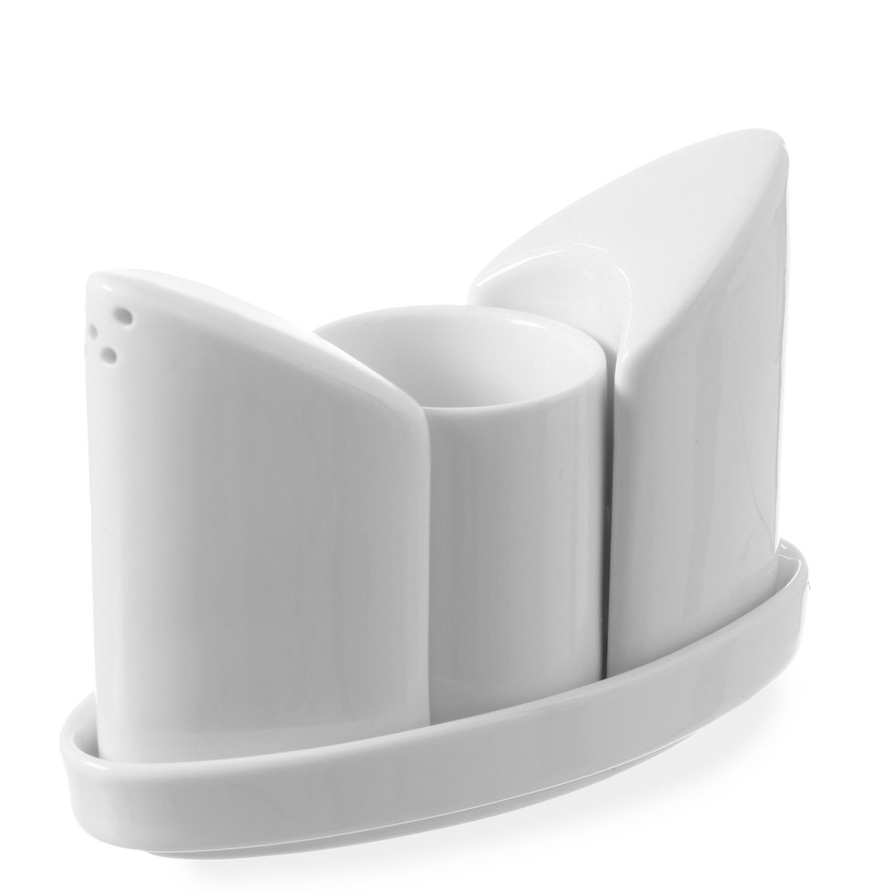 Ensemble d'assaisonnement, salière, poivrière, cure-dents en porcelaine blanche - Hendi 786420 Ensemble d'assaisonnement, salière, poivrière, cure-dents en porcelaine blanche - Hendi 786420