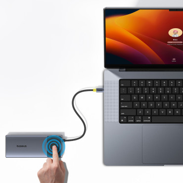 7W1 προσαρμογέα πλήμνης μετάλλου Gleeam σειρά II USB-C PD100W / 2x USB-A / 2x HDMI 4K / USB-C 3.0
