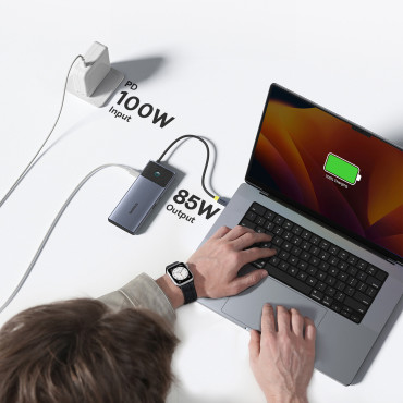 7W1 Adaptér náboja Kovový Gleeam Séria II USB-C PD100W / 2X USB-A / 2X HDMI 4K / USB-C 3,0