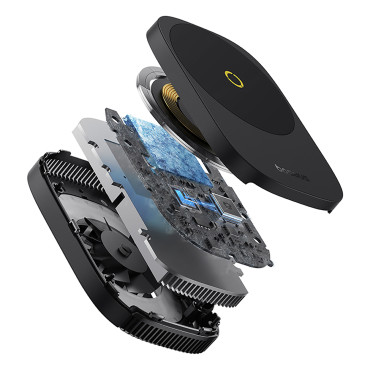 3in1 Kylfläkt Smartphone 15W Induktionsladdare och Stativ - Svart