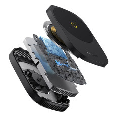 3in1 koelventilator smartphone 15W inductie-oplader en stand - zwart