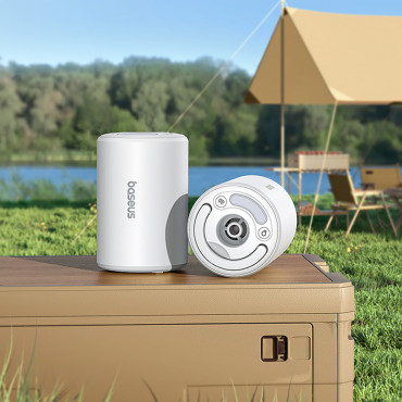 2in1 turizmo siurblys čiužiniui ir LED POCKOGGO Pro - balta žibintuvėlis