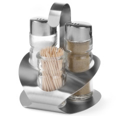Rustfritt stål krydder set salt pepper tannpirker - Hendi 465325