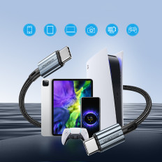 Kabel przewód USB-C - USB-C PD 60W w oplocie XCC-1014 - szary