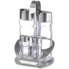 Rustfrit stål krydderier Set Salt Pepper Oil Eddike - Hendi 465356