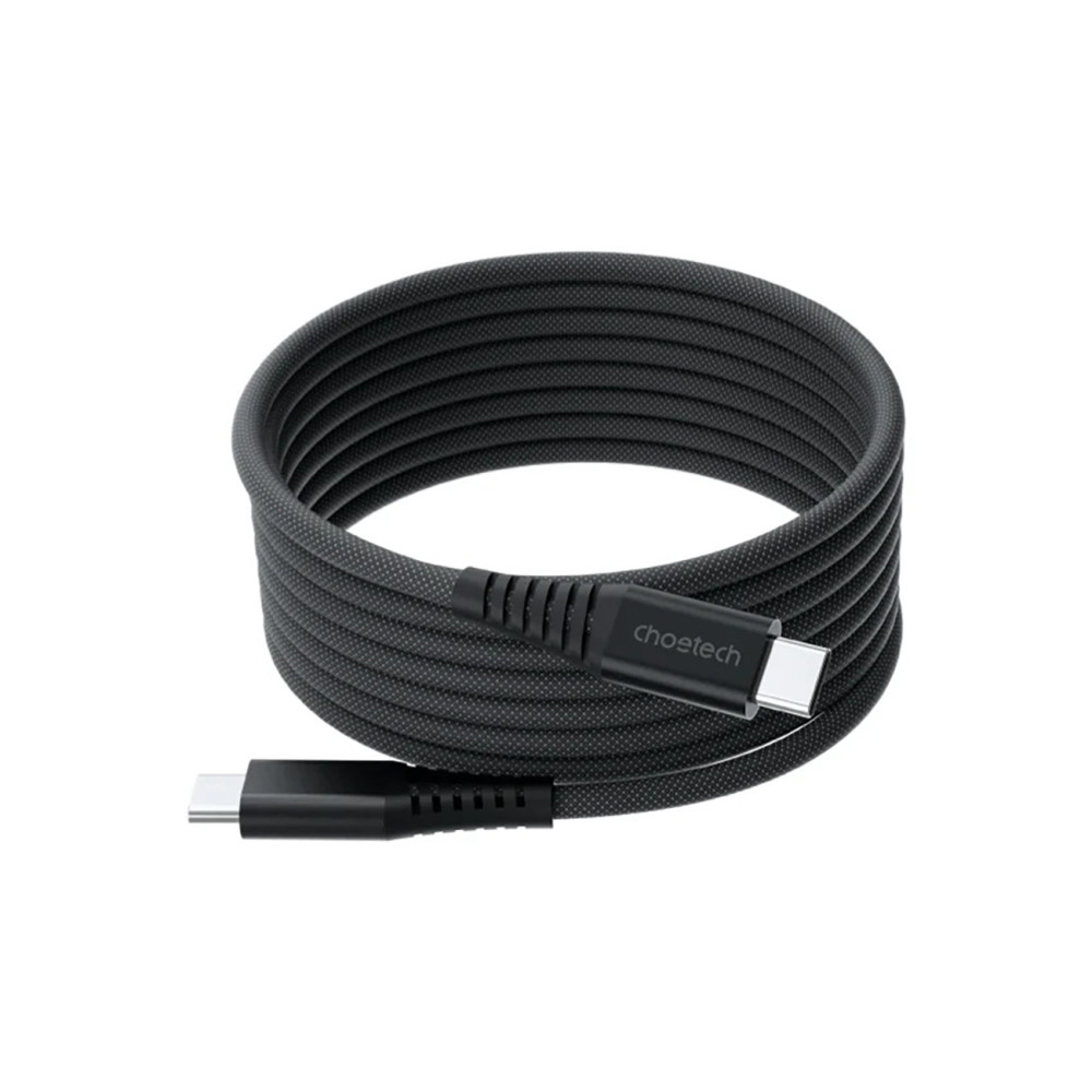 Kabelinė USB C-USB-C kabelis su PD 3.1 240W Magnetinio organizatoriaus 1.8m - juoda