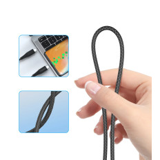 Kabelinė USB C-USB-C kabelis su PD 3.1 240W Magnetinio organizatoriaus 1.8m - juoda