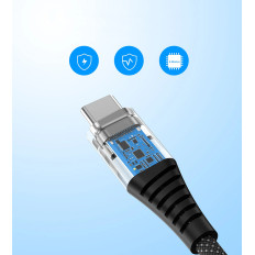 Kabelinė USB C-USB-C kabelis su PD 3.1 240W Magnetinio organizatoriaus 1.8m - juoda