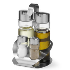 Stainless steel spices set Salt pepper oil vinegar - Hendi 465356