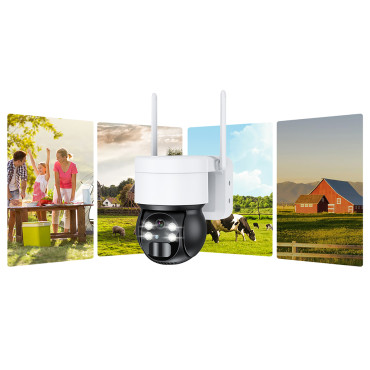 Solar Solar Solar Camera PTZ WiFi med 5W solpanel ASC006-WF - vit