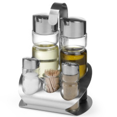 Rostfritt stål Kryddor Set Salt Pepper Oil Vinäger Guilty Toothpicks - Hendi 465363
