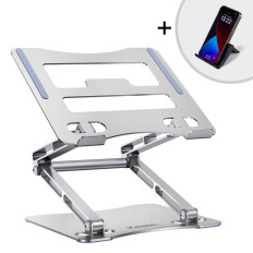 Aluminum laptop stand + smartphone stand - silver