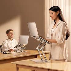 Aluminium Laptop Stand + Smartphone Stand - Silver
