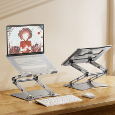Aluminium Laptop Stand + Smartphone Stand - Silver