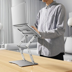 Aluminium Laptop Stand + Smartphone Stand - Silver