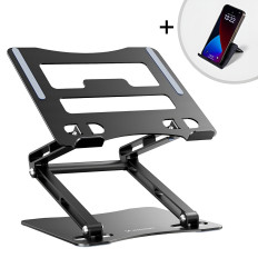 Aluminium-Laptop-Stand + Smartphone-Stand - Schwarz