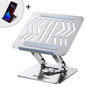 Sats med aluminium laptop står 360 + smartphone stand - silver