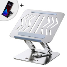 Set van aluminium laptopstandaard 360 + smartphone-stand - zilver