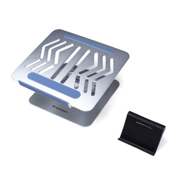 Sats med aluminium laptop står 360 + smartphone stand - silver