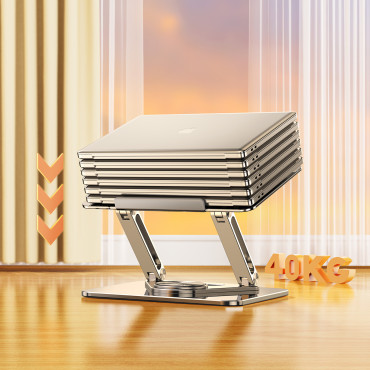 Sæt med aluminium laptop stand 360 + smartphone stand - sølv