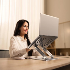 Satz von Aluminium-Laptop-Stand 360 + Smartphone-Stand-Silber