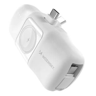 Mini Powerbank 5000mAh 15W USB-C en oplader voor Apple Horloge - wit