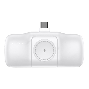 Mini Powerbank 5000mAh 15W USB-C a nabíječku Apple Sledujte - bílá