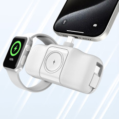 Mini Powerbank 5000MAH 15W USB-C ja laadija Apple Watch - valge