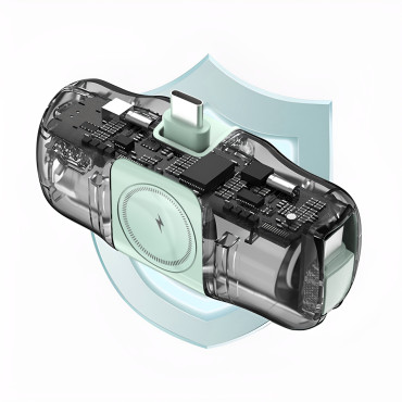 Mini Powerbank 5000MAH 15W USB-C és töltő Apple Nézd - zöld