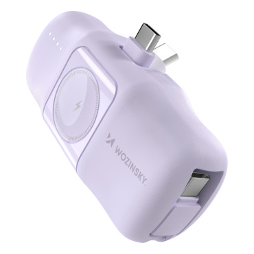 Mini PowerBank 5000mah 15W USB-C un lādētājs Apple Skatīties - violeta
