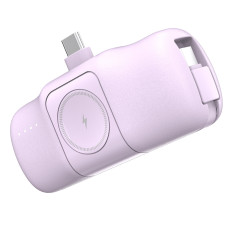 Mini powerbank 5000mah 15w USB-C και φορτιστής για Apple Παρακολουθήστε - μοβ