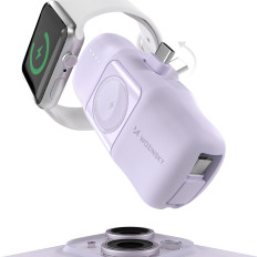 Mini Powerbank 5000mAh 15w USB-C und Ladegerät für Apple Uhr - lila