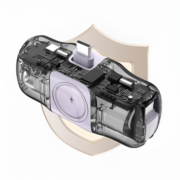 Mini powerbank 5000mah 15w USB-C και φορτιστής για Apple Παρακολουθήστε - μοβ