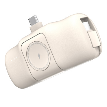Mini Powerbank 5000mAh 15W USB-C e caricabatterie per Apple Guarda - beige