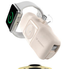 Mini Powerbank 5000mAh 15W USB-C and charger for Apple Watch - beige