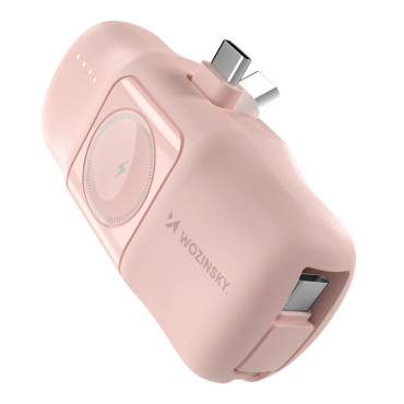 Mini PowerBank 5000mAh 15W USB-C ja laturi Apple Katso - vaaleanpunainen