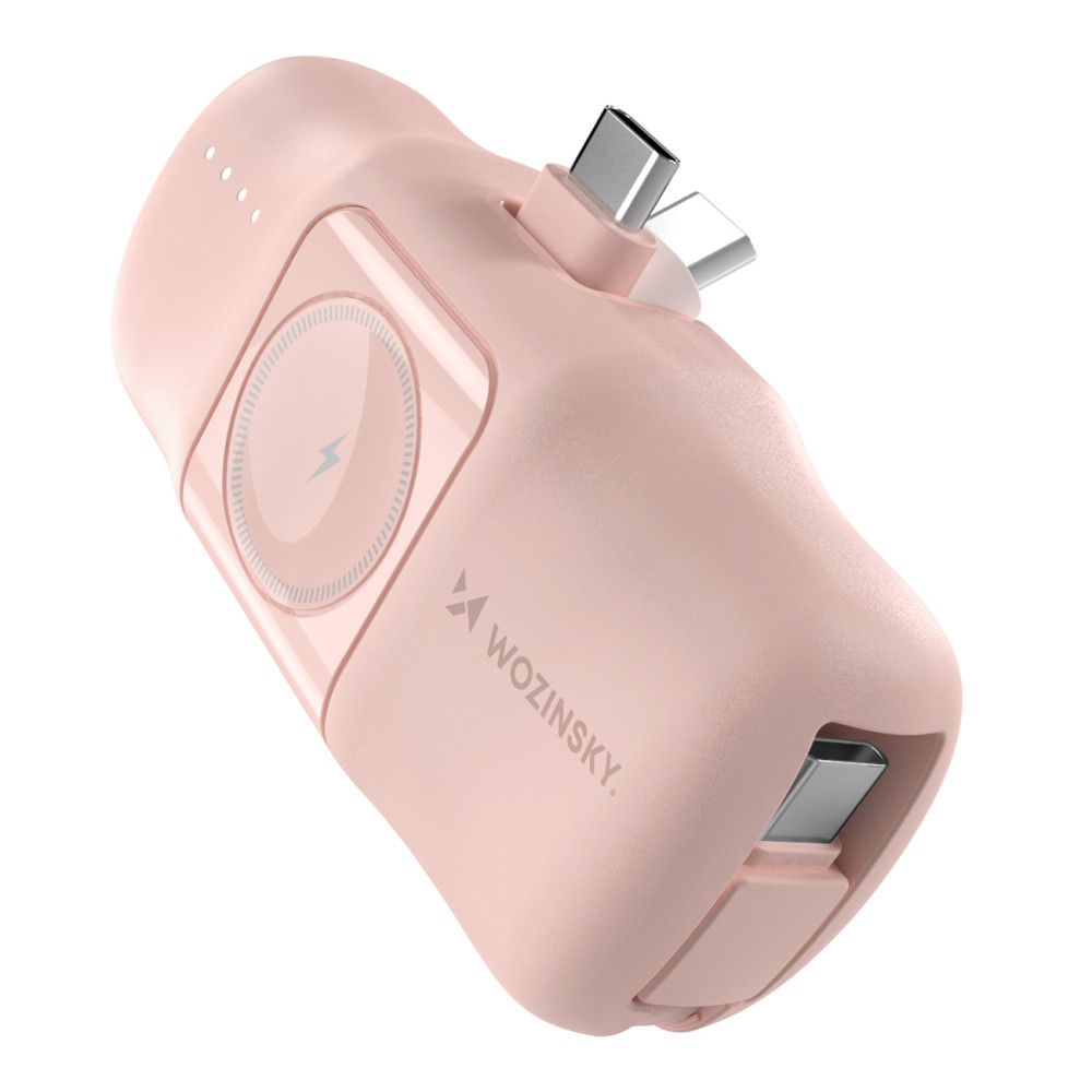 Mini PowerBank 5000mah 15W USB-C un lādētājs Apple Skatīties - rozā