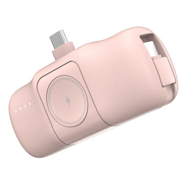 Mini PowerBank 5000mah 15W USB-C un lādētājs Apple Skatīties - rozā