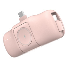 Mini PowerBank 5000mah 15W USB-C un lādētājs Apple Skatīties - rozā