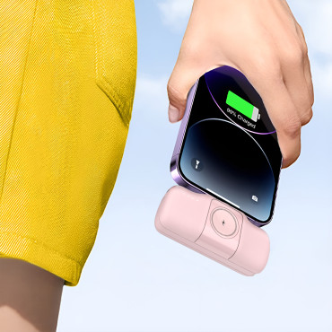 Mini PowerBank 5000mah 15W USB-C un lādētājs Apple Skatīties - rozā