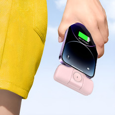 Mini PowerBank 5000mah 15W USB-C un lādētājs Apple Skatīties - rozā