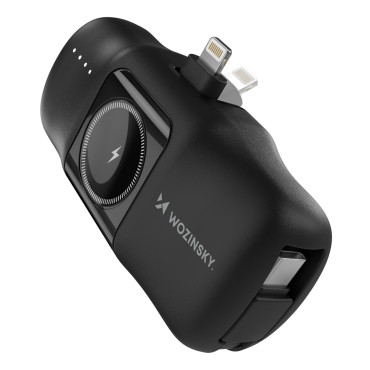 Mini powerbank 5000mAh 15w iPhone relâmpago e carregador para Apple Assistir - preto