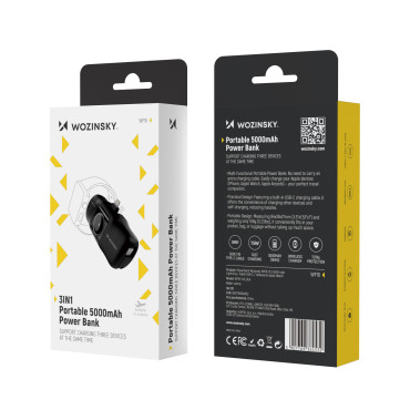 Mini PowerBank 5000mah 15W iPhone zibens un lādētājs Apple Skatīties - melns
