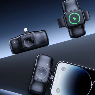 Mini PowerBank 5000mah 15W iPhone zibens un lādētājs Apple Skatīties - melns