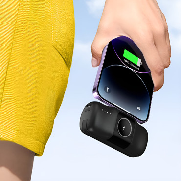 Mini PowerBank 5000mah 15W iPhone zibens un lādētājs Apple Skatīties - melns