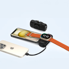 Mini PowerBank 5000mAh 15W iPhone Lyn og oplader til Apple Se - sort