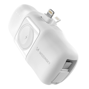 Mini PowerBank 5000mah 15W iPhone zibens un lādētājs Apple Skatīties - balta
