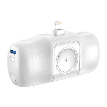 Mini Powerbank 5000mAh 15W iPhone Lightning and Charger per Apple Guarda - Bianco