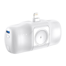 MINI POWERBANK 5000MAH 15W iPhone Lightning και φορτιστής για Apple Παρακολουθήστε - λευκό