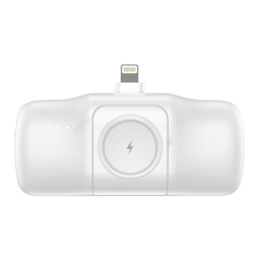 MINI POWERBANK 5000MAH 15W iPhone Lightning και φορτιστής για Apple Παρακολουθήστε - λευκό